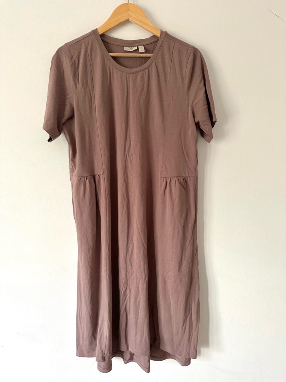 LORI GOLOSTEIN Relaxed Short-Sleeve Mauve Cotton Summer Midi Dress
